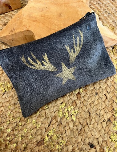 Pochette small velours - Cerf